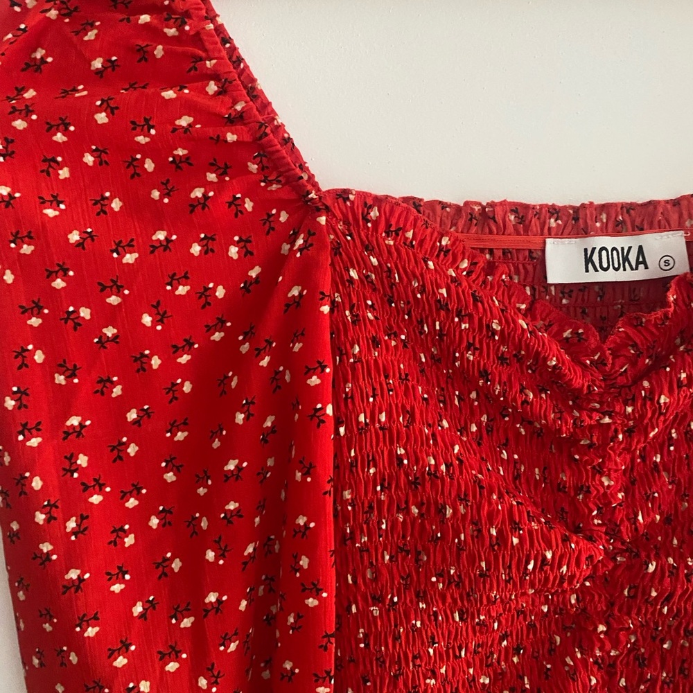 Kookai Red Floral Smocked Dress